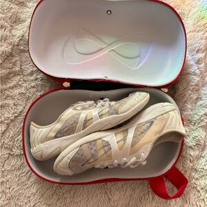 White Nfinity Cheer Shoes with Red Case